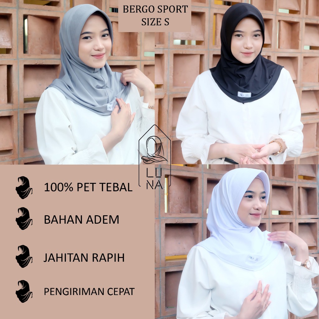 Bergo Sport (PET TEBAL) / Hijab Sport PET TEBAL / Hijab Instant