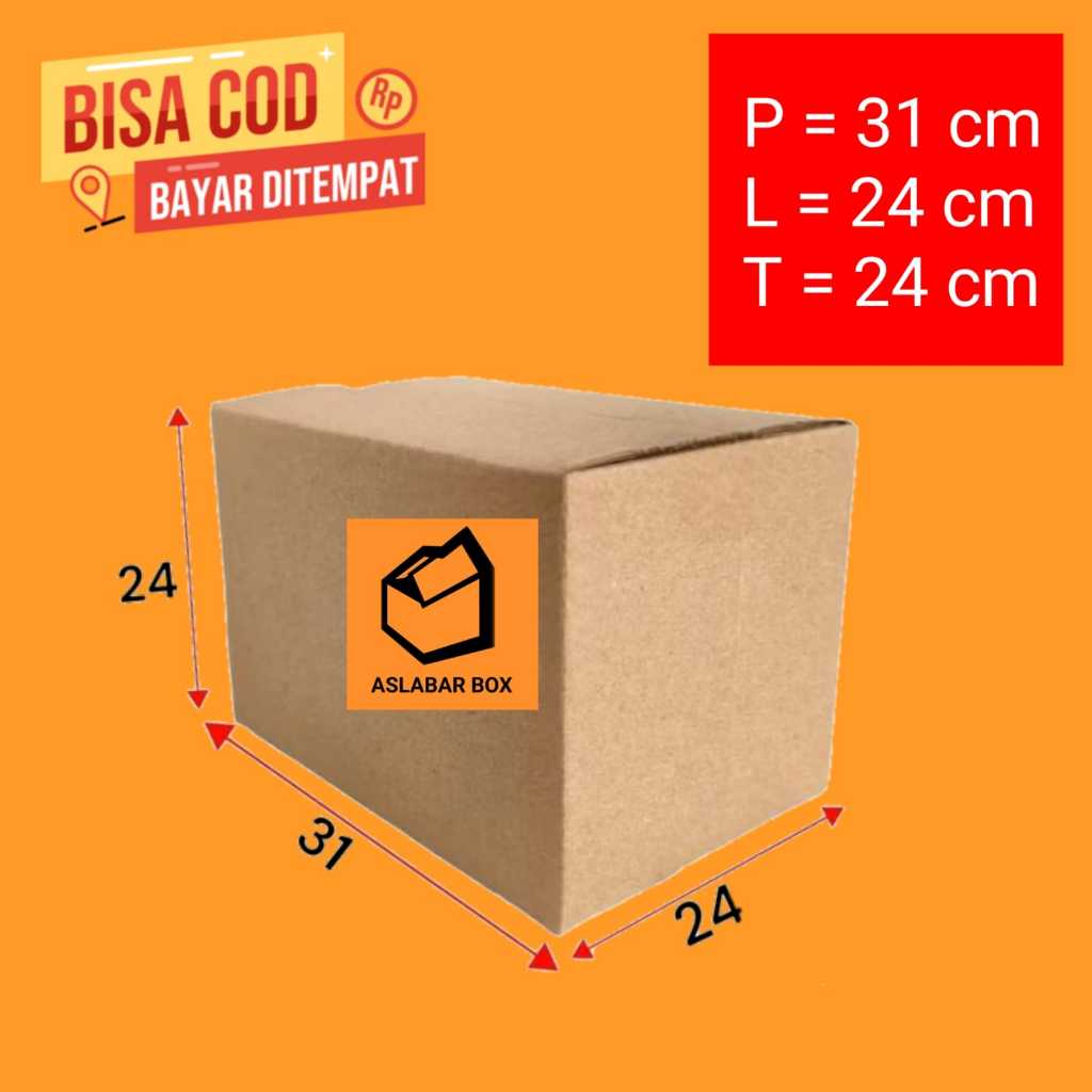 

Kardus 31x24x24 Cm / Kardus Box Packing Polos Tebal Premium