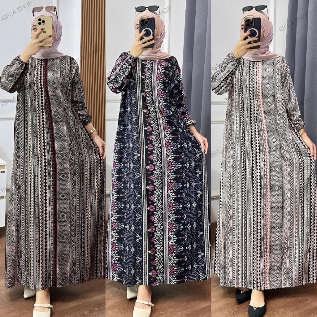 Gamis Rayon Premium | Gamis Rayon Motif Salur | Longdress Viscose Terbaru