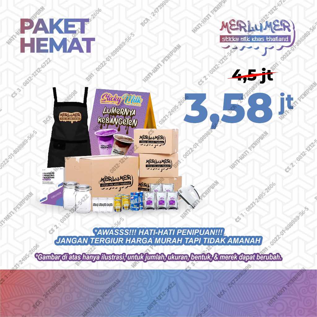 

Paket Usaha Franchise Sticky Milk Khas Thailand Terlengkap - Paket Hemat