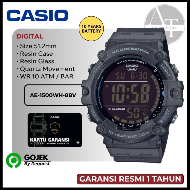 Jam Tangan Digital Pria Casio Standard AE-1500WH-8BV AE1500WH ORIGINAL Garansi Resmi