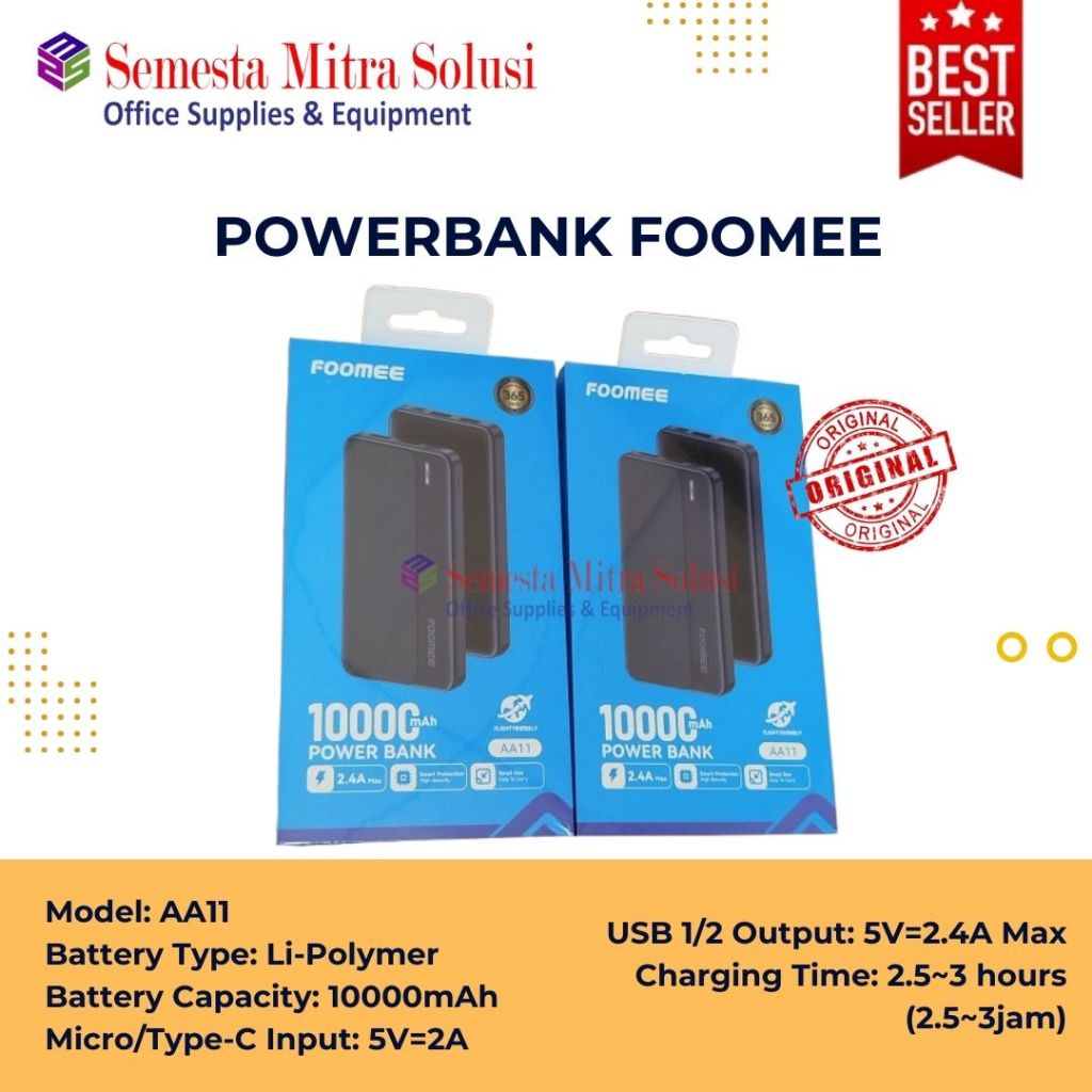 Powerbank Foomee AA11 10000 mAh 2.4A Quick Charging 4 Port - NEW Product
