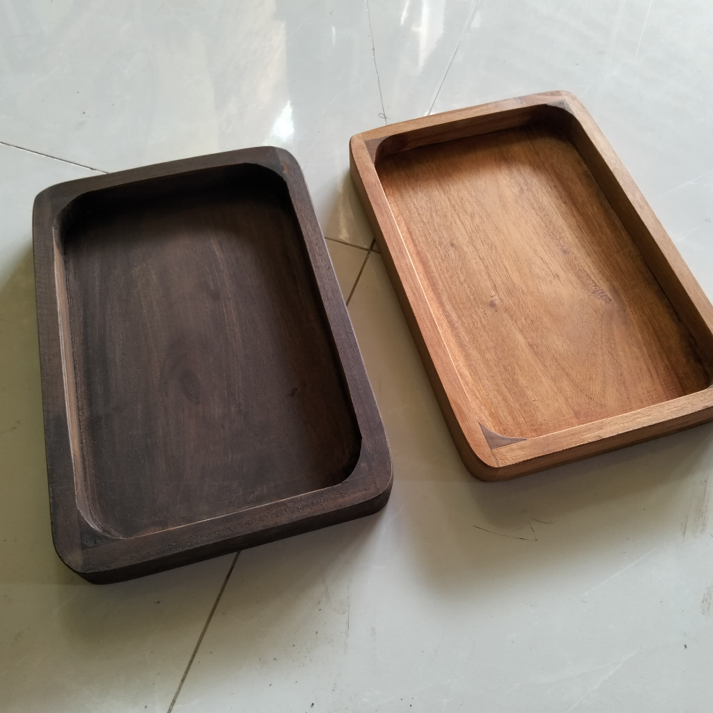 Nampan Saji Kayu Mahoni Jati Rustic untuk Hidangan dan Dekorasi Meja