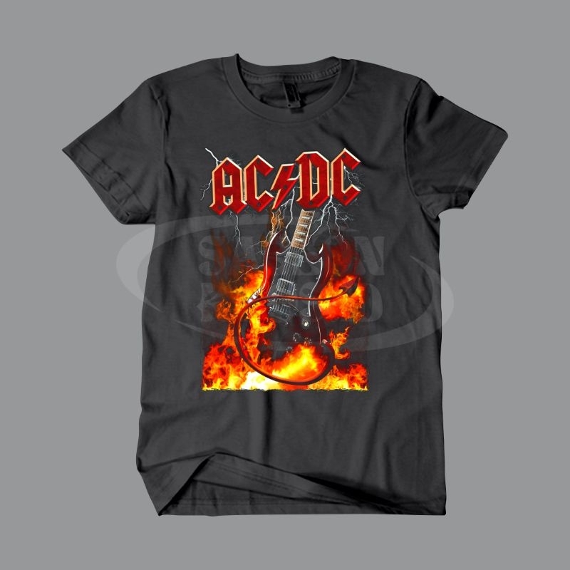 Tshirt Baju Kaos ACDC Guitar / Kaos Flame of Guitar Acdc / Kaos Acdc