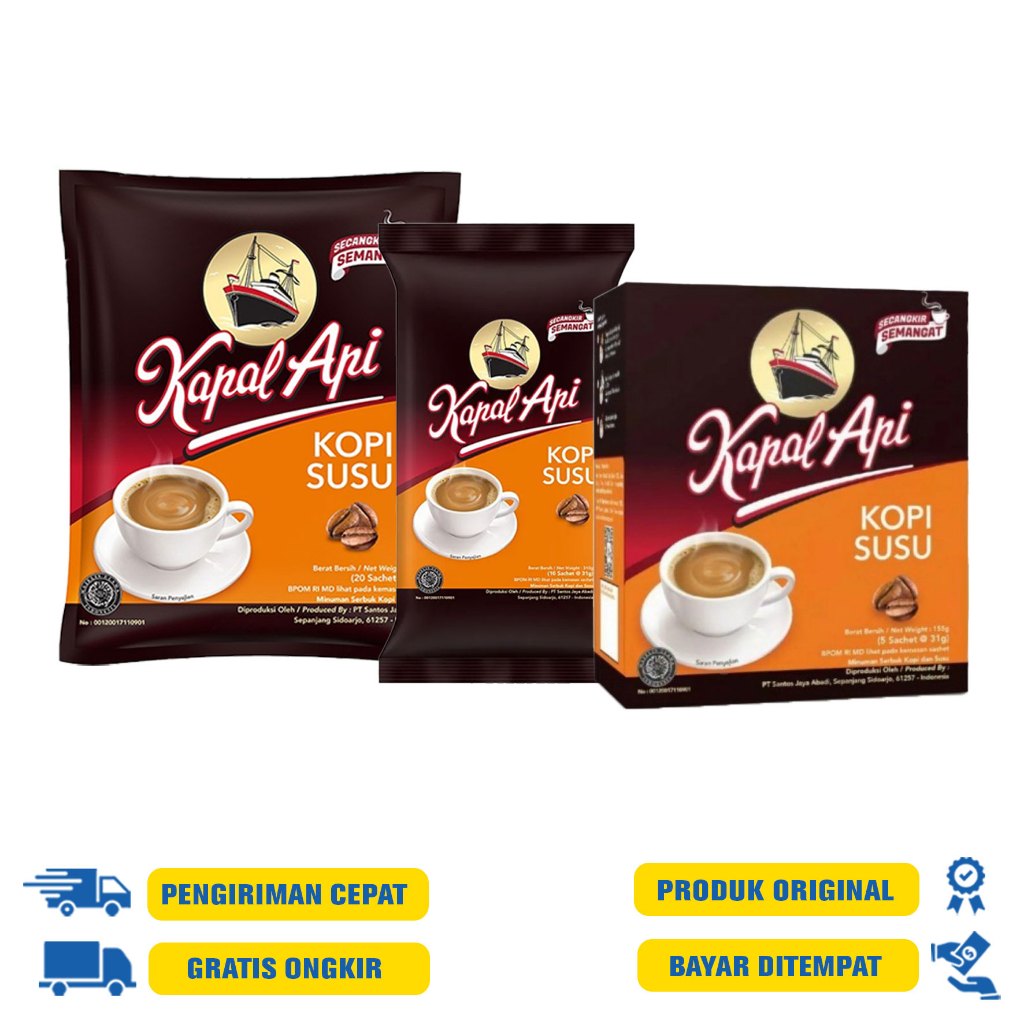 

Kapal Api Kopi Susu - Bag 20'S | Box 5X31 GR | 10X31GR Sachet