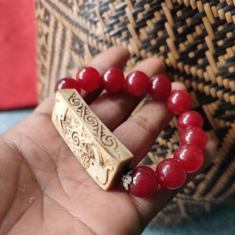 Gelang Etnik Kaltim Tanduk Rusa Ukir