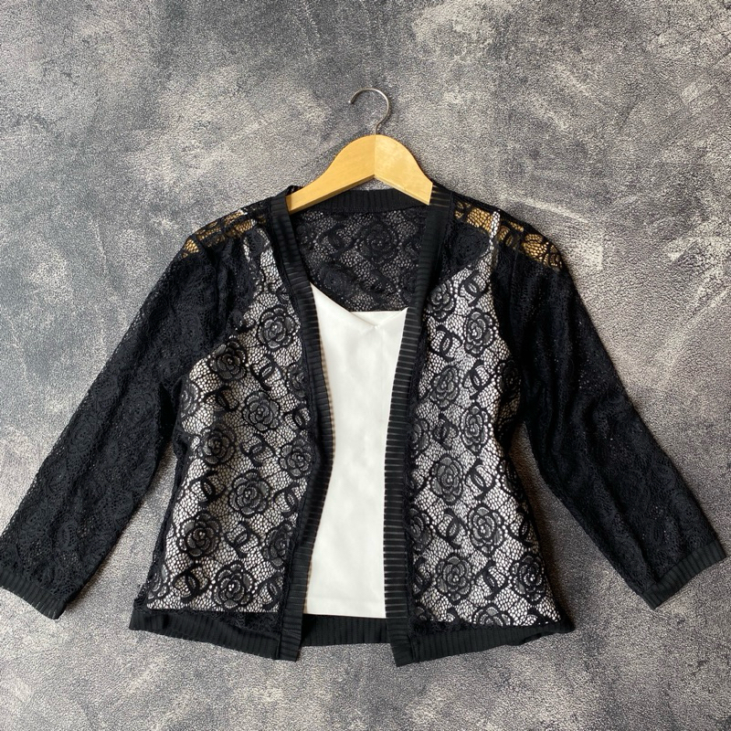 Outer cardi brokat hitam