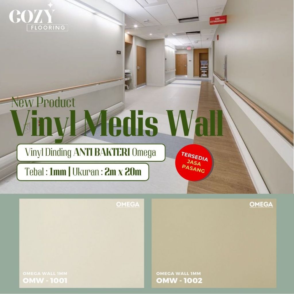vinyl medis dinding anti bakteri tebal 1mm | vinyl dinding RS Rollan