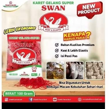 

Karet Gelang Merah Swan 100 Gram , Karet Gelang Super Swan 100gr