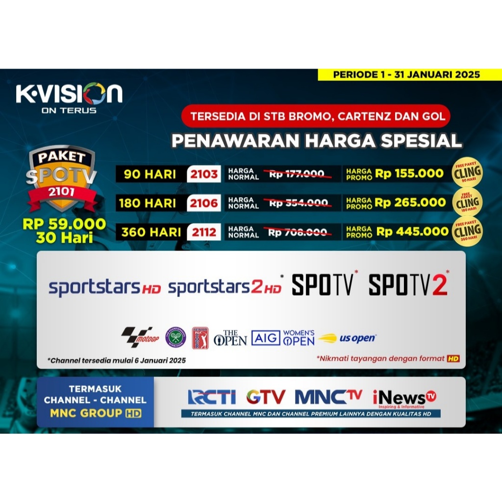 Receiver Dekoder KVision Paket 1 Tahun SPOTV | FILM | OLAHRAGA | GIBOL | JOSS