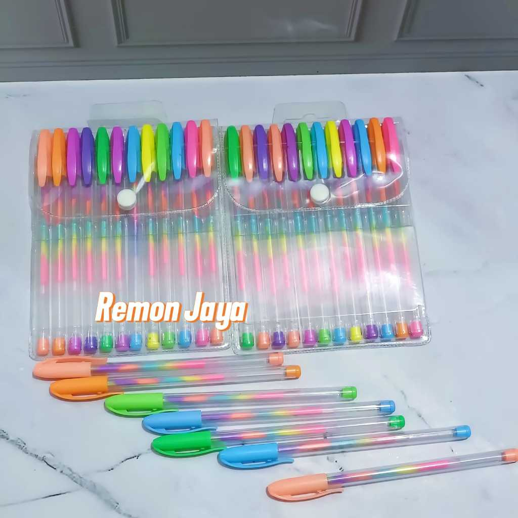 

Pulpen Pelangi / Rainbow Gel Pen Unik Warna Warni Pulpen Gel 1 Pack isi 12 pcs