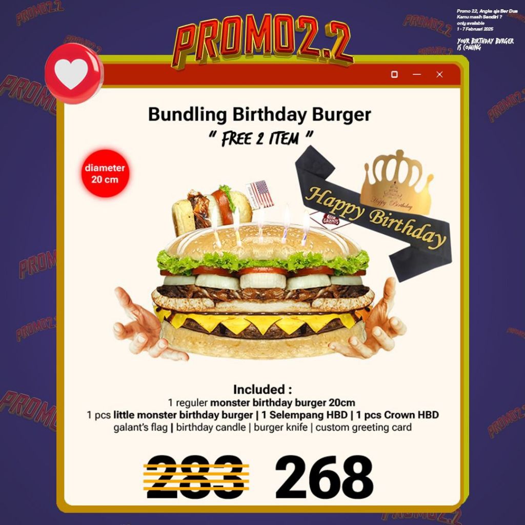 

Promo 2.2 Monster Birthday Burger