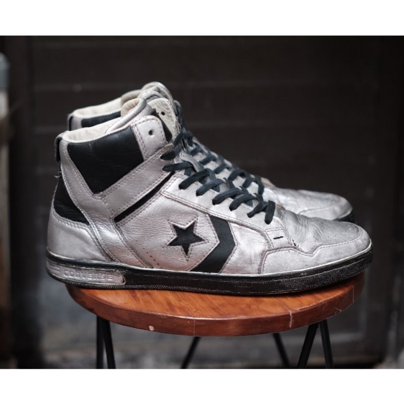 Sepatu Converse Weapon x John Varvatos Leather Silver Black Rare Rilis 2012 Rugged Vintage Skena Ban