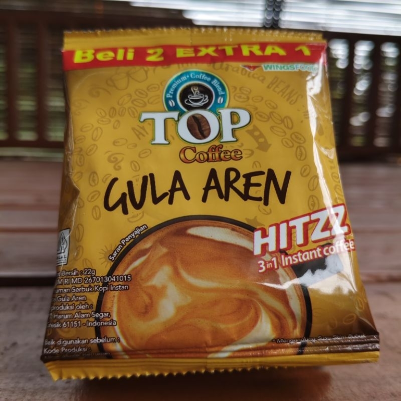 

Top Coffee Gula Aren Hitzz 3 in 1 Instant coffee 1 Renceng Isi 10 + 5