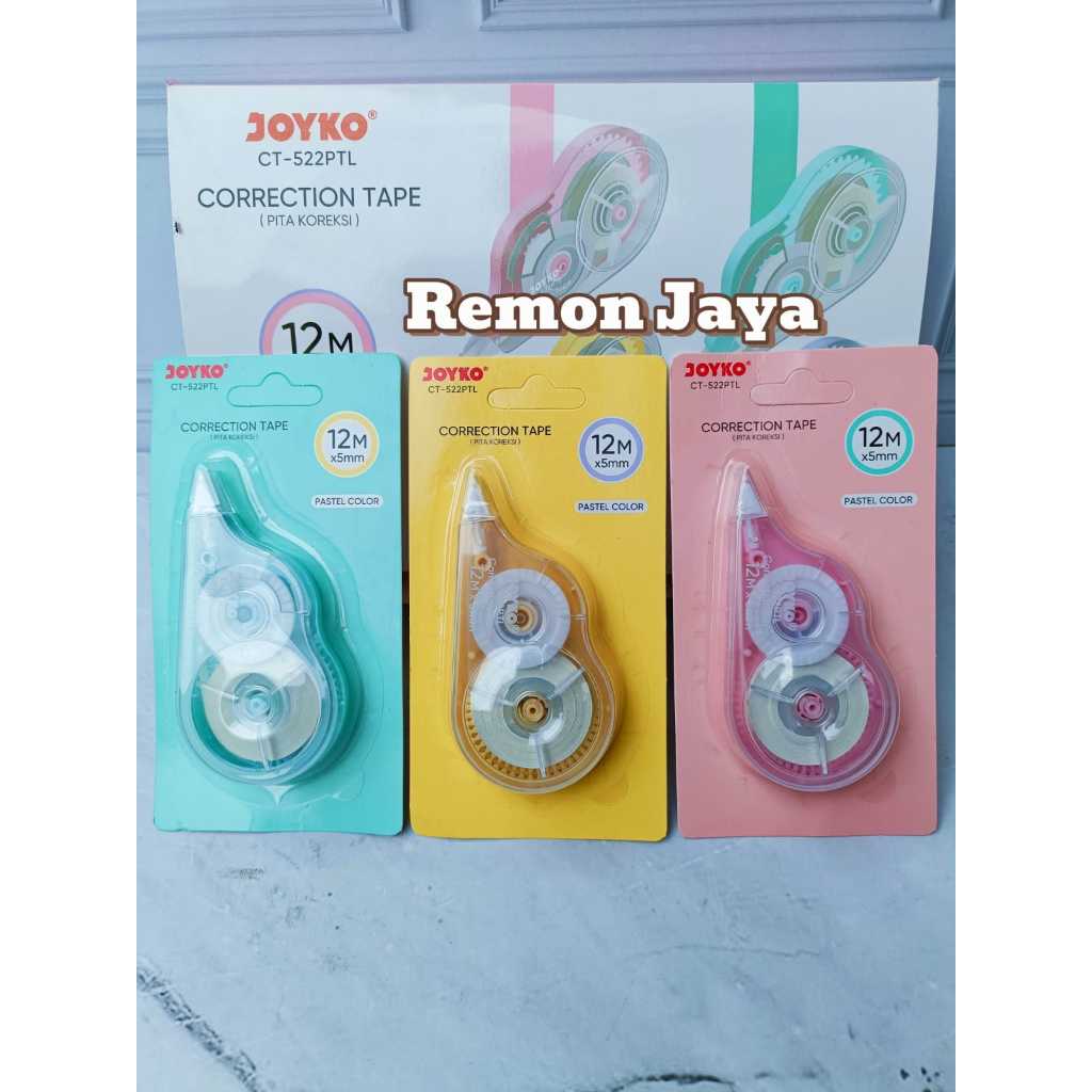

joyko 1Box 12 buah Pita Koreksi Correction Tape CT-522PTL Pastel Color Tip Ex Kertas Joyko