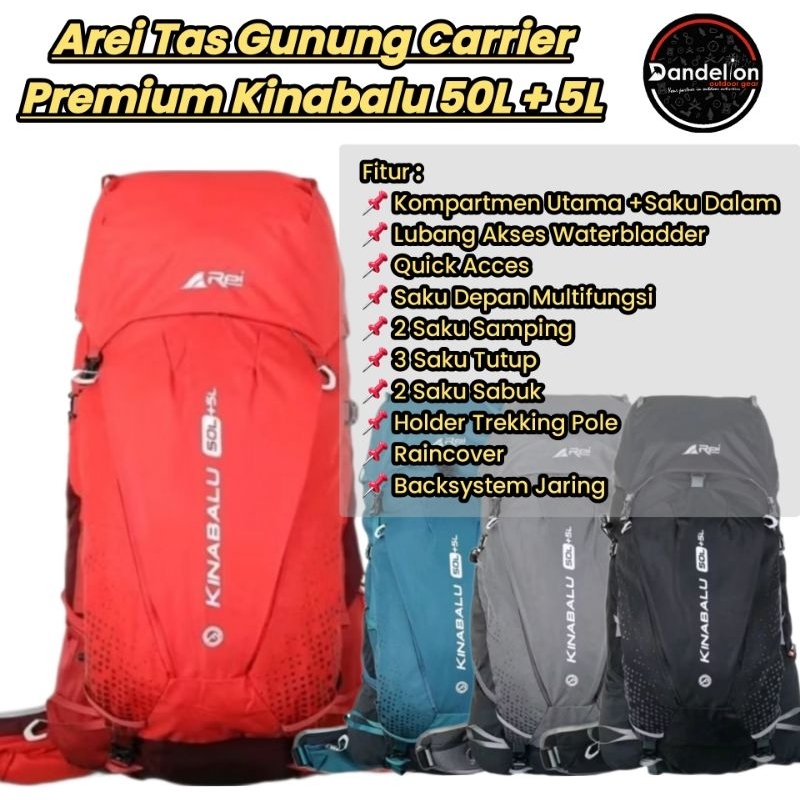 Arei Tas Gunung Carrier Premium Kinabalu 50L + 5L
