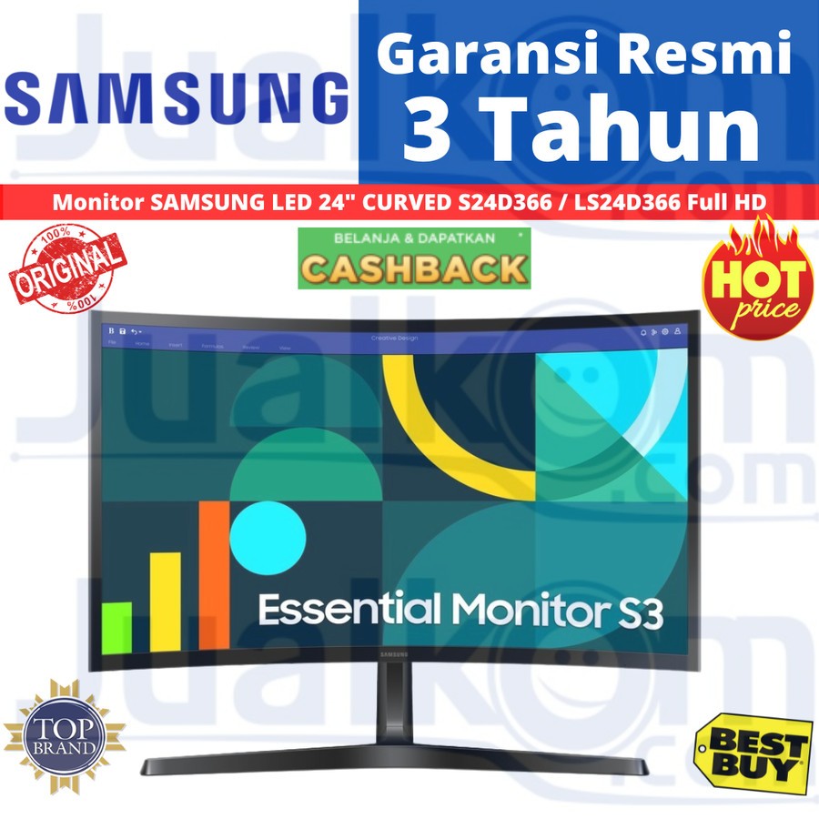 SAMSUNG LED 24"  LS24D366  CURVED MONITOR  24 INCH RESMI  Pengganti LC24F390 CURVE