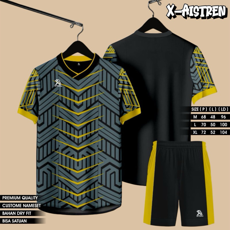 Baju Bola Pria Hitam Keren Jersey  Futsal Dewasa Terbaru Cowok Cewe Jersey Volly Badminton