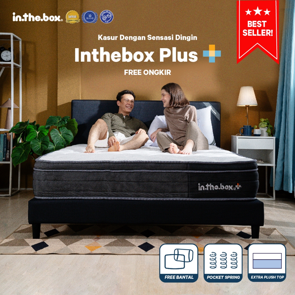 Kasur SpringBed INTHEBOX PLUS (Plush Top) - FREE Bantal | Ukuran 90x200, 100x200, 120x200, 140x200, 