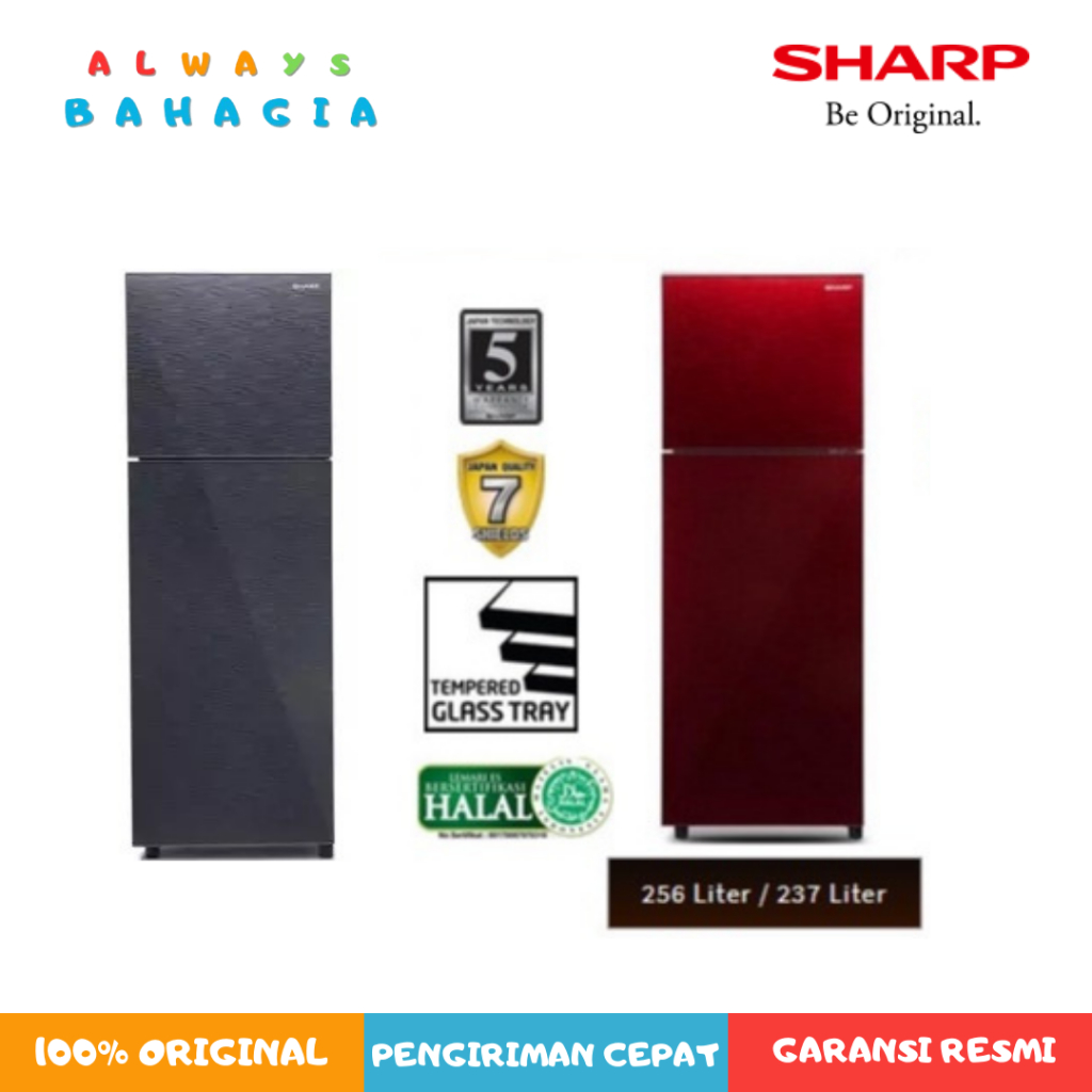 SHARP KULKAS 2PINTU SJ-326XG-MS/MR (SILVER/MERAH)