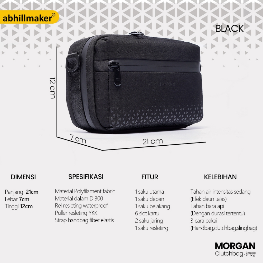 EXCLUSIVE ABHILLMAKER HAND BAG MORGAN - CLUTCH BAG / SLING BAG TAS TANGAN ANTI AIR
