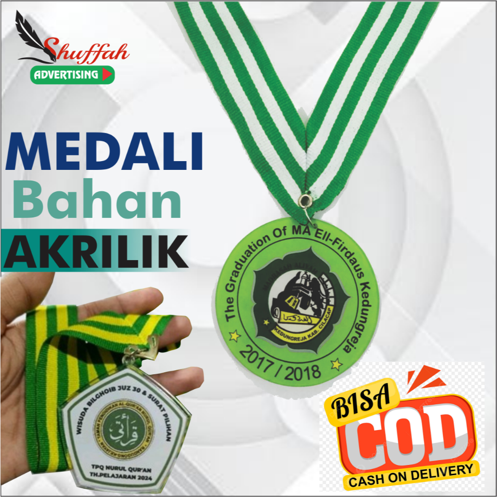 

Medali AKRILIK Custom Medali Wisuda Kejuaraan Hadiah Perlombaan Bahan Akrilik Plus Tali