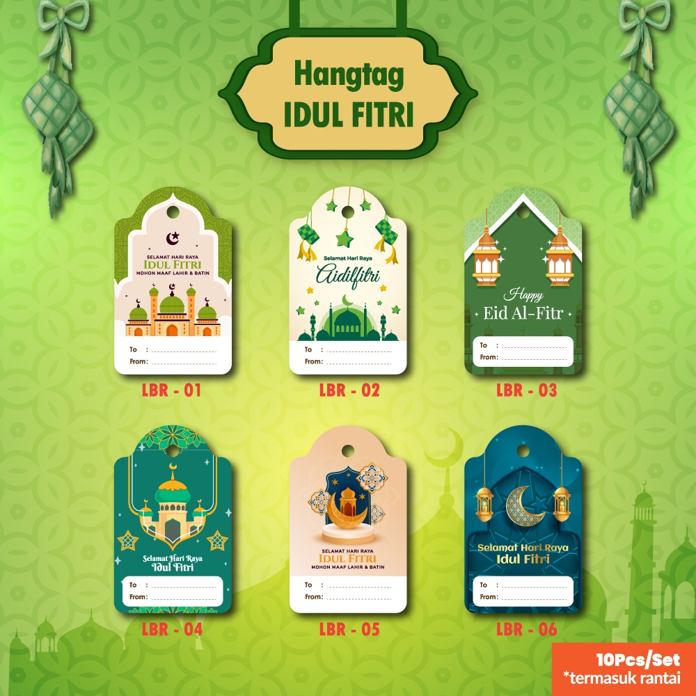 

[10 pcs + Rantai] Hang Tag Premium Edisi Hari Raya Idul Fitri untuk Hampers dan Parcel Lebaran