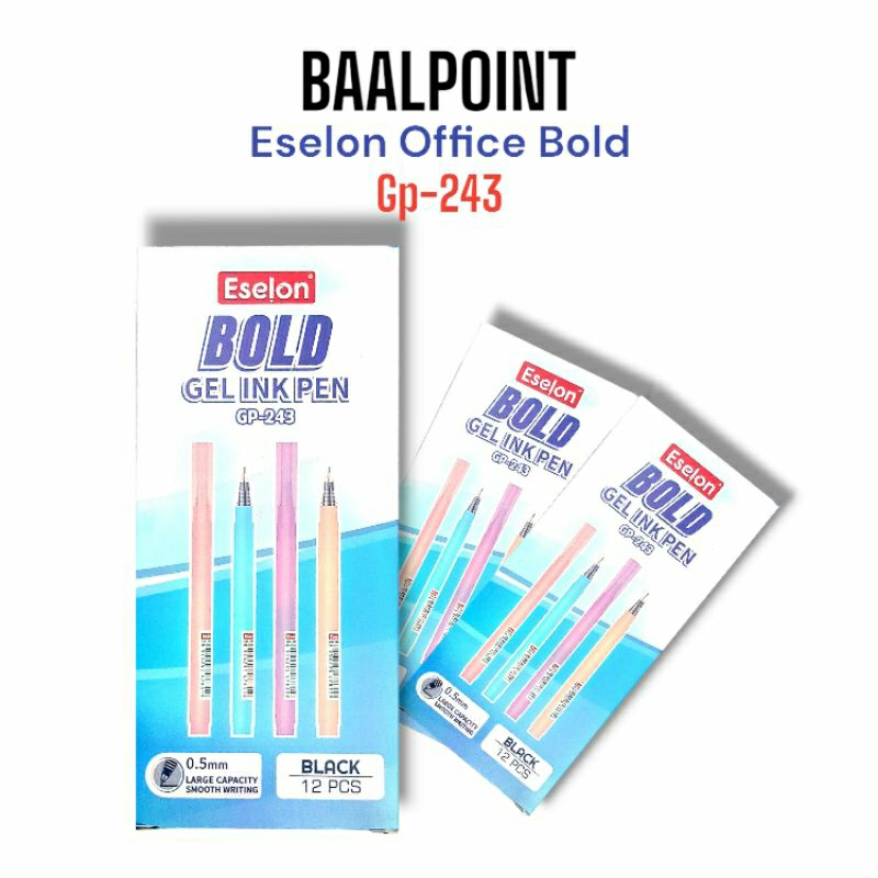 12pcs Pulpen Gel Office BOLD Gp-243 / 1 pak Pulpen Gel 0.5mm