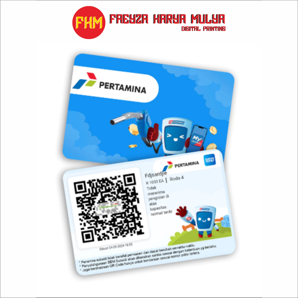 

(Bisa Santuan) Kartu QR MyPertamina - 2 Sisi