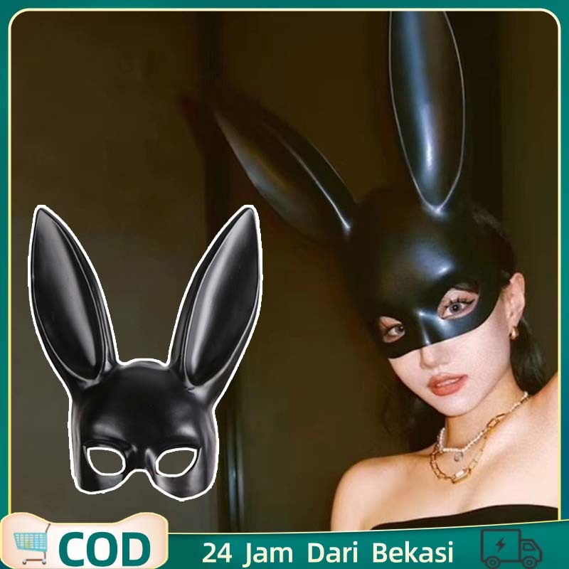 Topeng Telinga Kelinci Telinga Kelinci Cosplay Topeng Pesta Halloween Kelinci Hitam Topeng Bunny