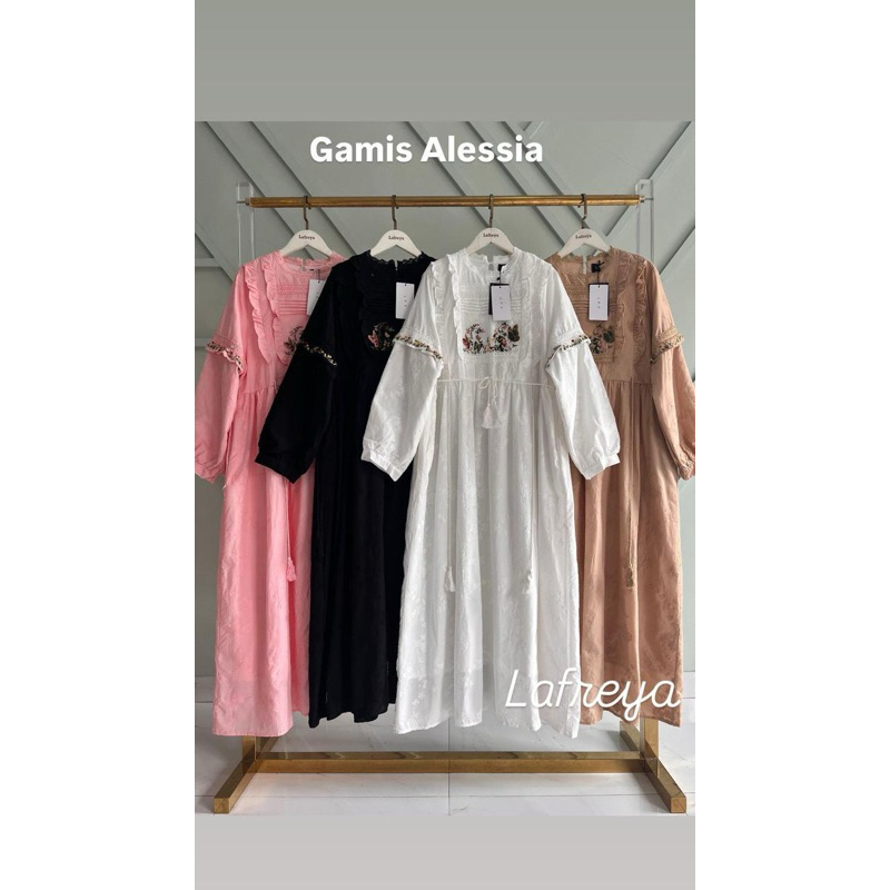 Orenji LFY Alessia Midi Maxi bahan katun bordir tali pinggang