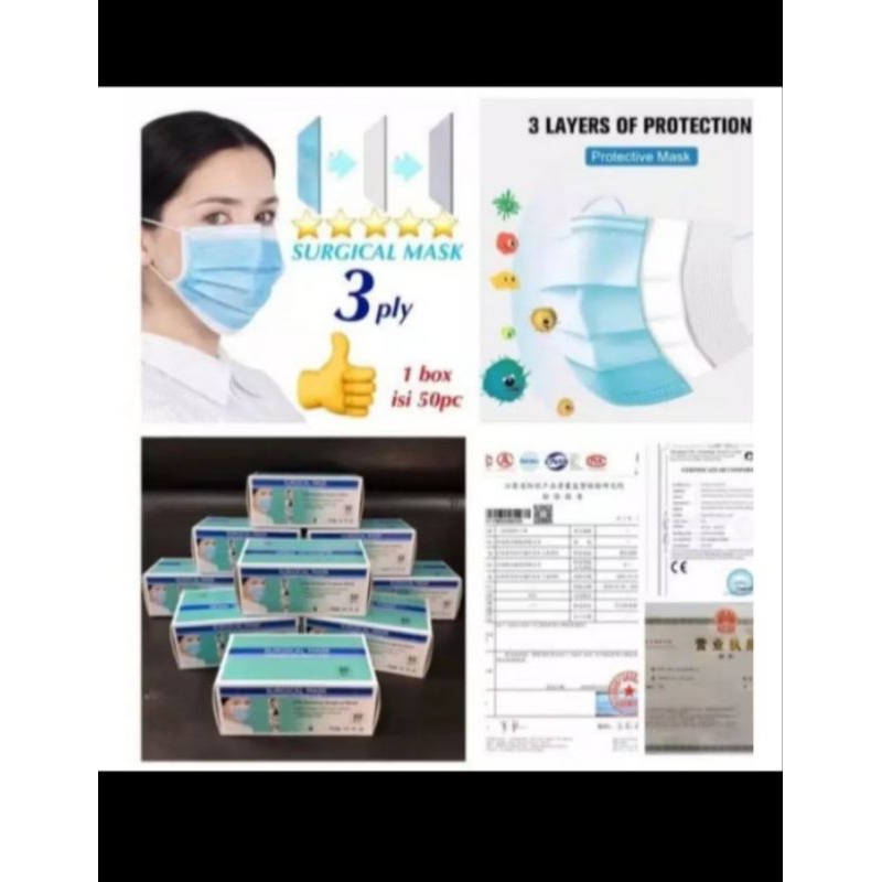 masker 3 ply, masker surgical mask, tanpa box