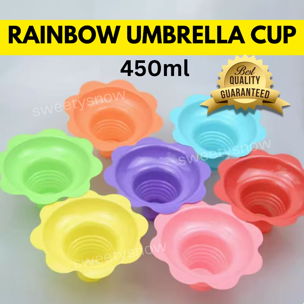 RAINBOW UMBRELLA CUP 450 ml / Cup es krim warna warni / Cup Es Salju Bingsu Gelas es krim