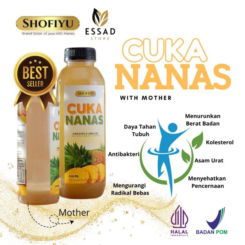 

Cuka Nanas SHOFIYYU Pineapple Vegar With Mother 100% Organik