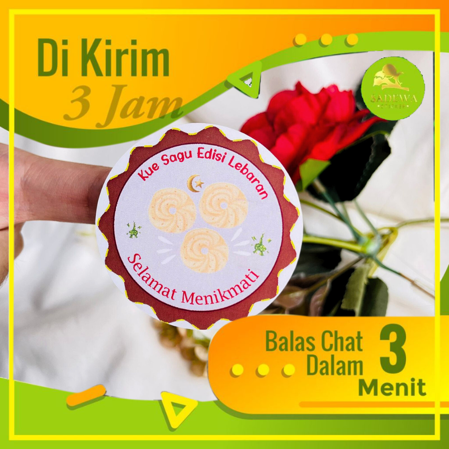 

5-8 Sticker Label Toples Kue Edisi Cookies Lebaran Stiker Free Desain Custom Nama Uk.Sedang Sadewa