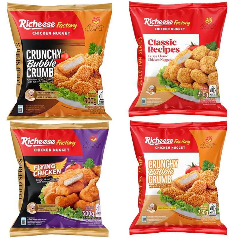 

RICHEESE Factory Naget Ayam Chicken Nugget Flying 500gr 500 gram | Crunchy Bubble Crumb 500gr 500 gram 250gr 250 gram | Classic Original 250gr 250 gram