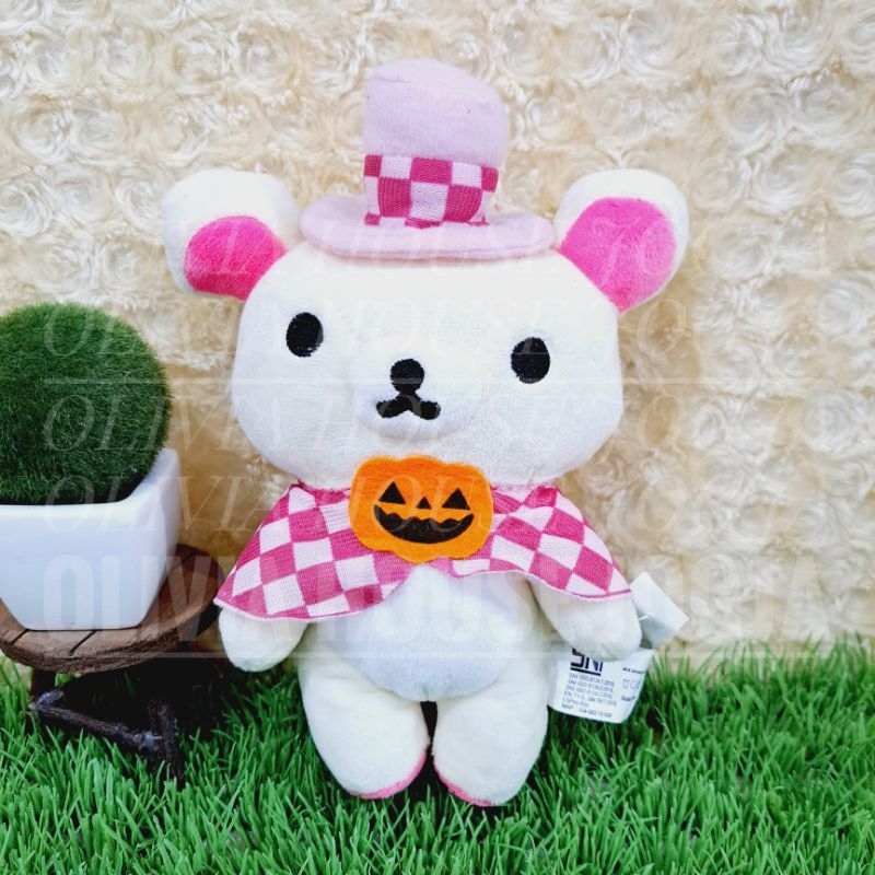 Boneka Rilakkuma Helloween Boneka Rilakkuma Cream Boneka Rilakkuma Kostum Pink Kotak Kotak Topi
