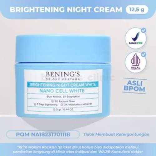 BENING'S BRIGHTENING NIGHT CREAM | KRIM MALAM MENCERAHKAN, MELEMBABKAN | BENINGS SKINCARE