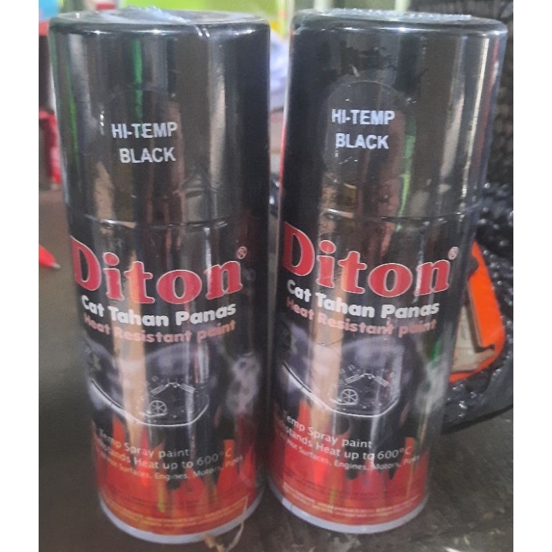Pilox Diton Hi-Temp black ANTI PANAS hitam doff untuk mesin knalpot kompor dll Cat pilox Hi-Temp - H