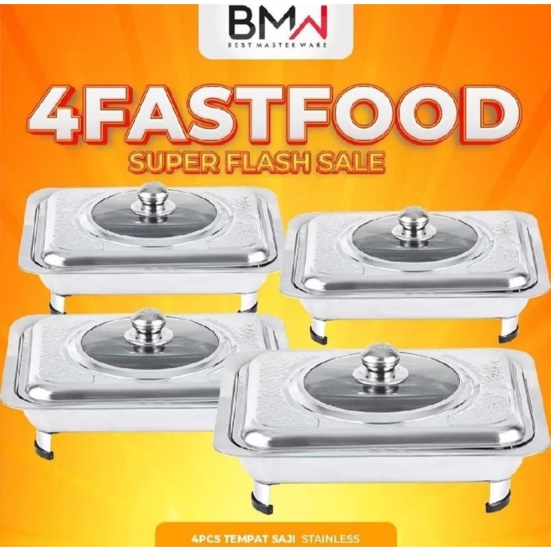4 Pcs Prasmanan BMW Kitchenware Lauk Makanan Tutup Kombinasi Chafing Dish Fast Food BATAM