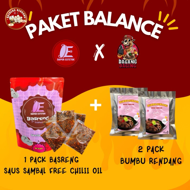 

PAKET BALANCE || [DAPAT 3 PACK] 1 Basreng Saus Sambal + 2 Bumbu Rendang + FREE Chilli Oil