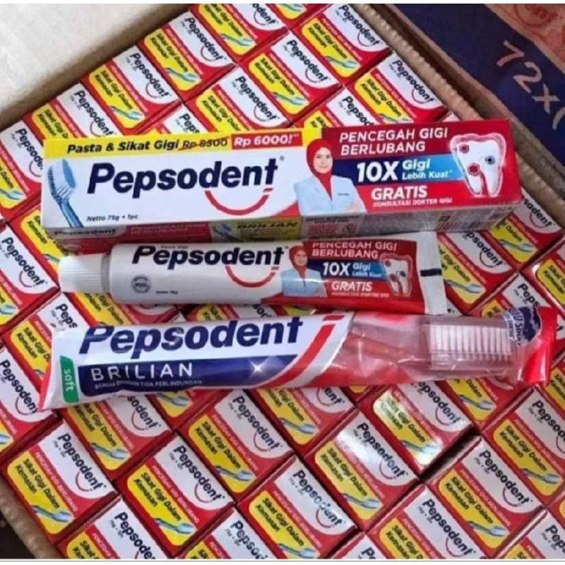 Pepsodent pasta gigi 75g gratis sikat gigi pepsodent