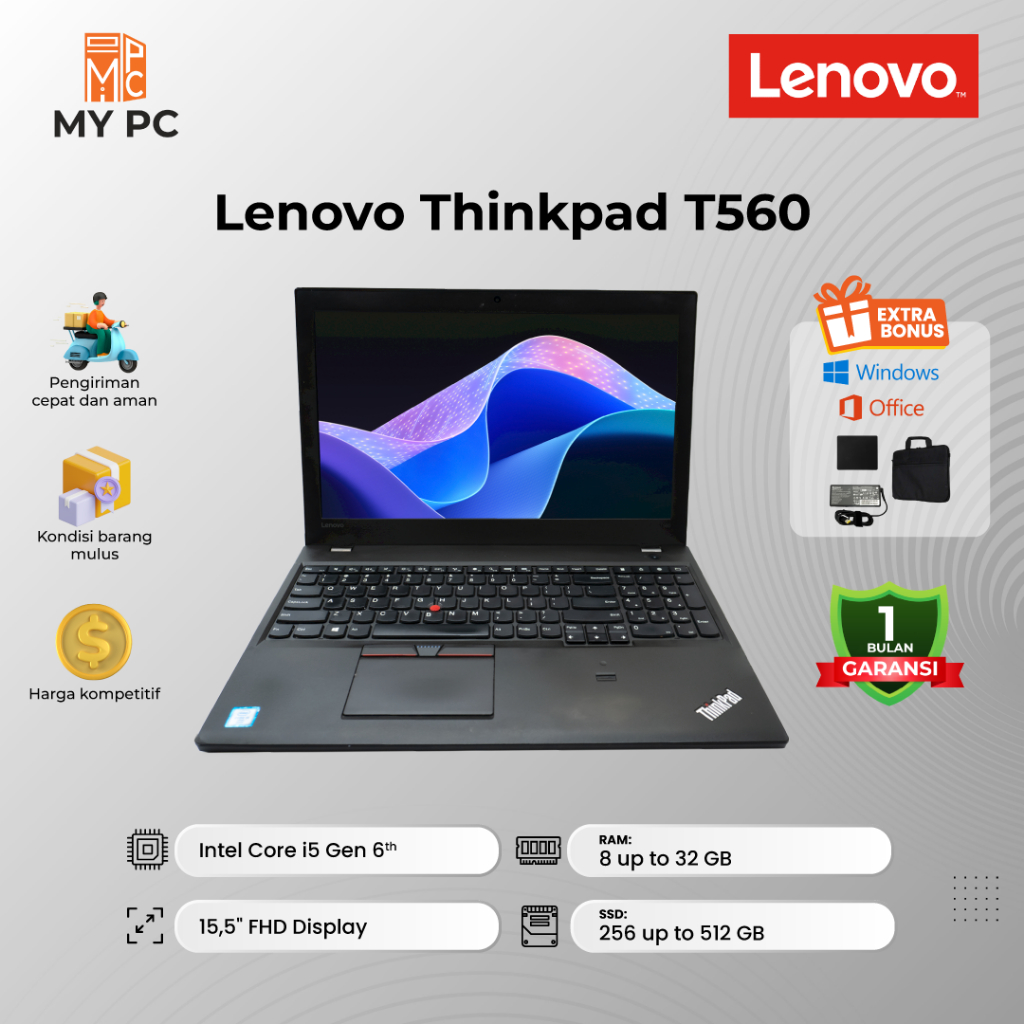 Laptop Lenovo Thinkpad T560 - Core i5 GEN6 - 15"