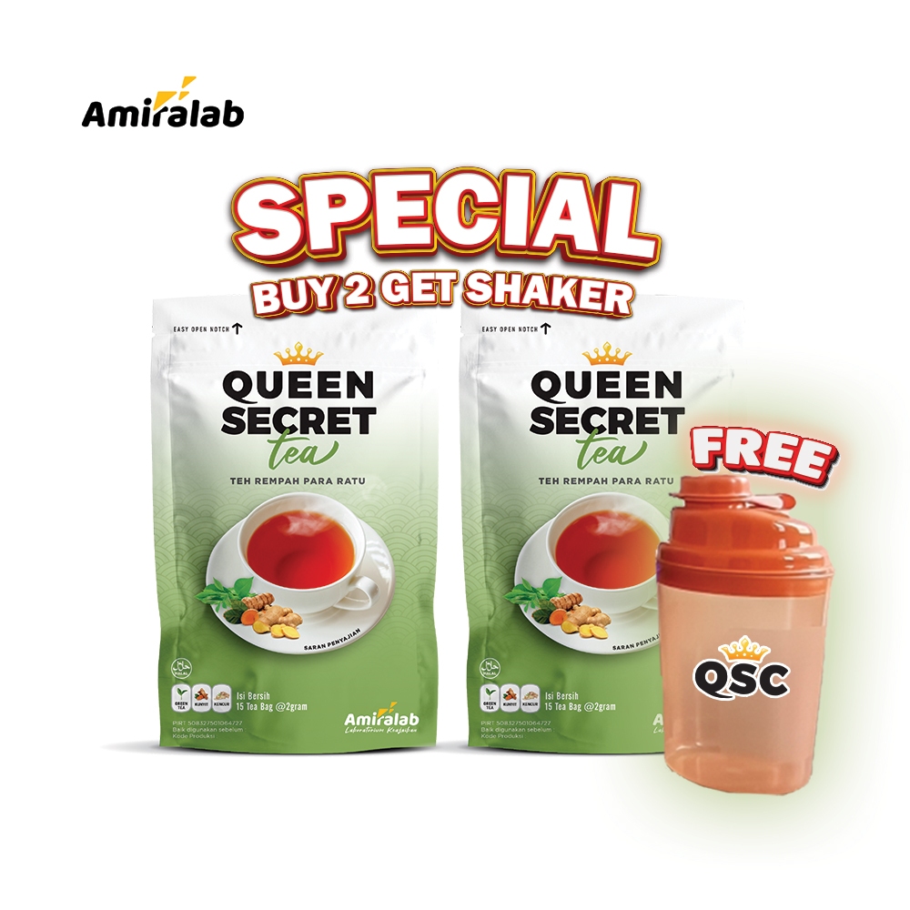 

PAKET HEMAT 2 POUCH (FREE SHAKER) AMIRALAB Queen Secret Tea Minuman Teh Pelancar Haaid Telat Terlambat Siklus Bulan Jamu Ramuan Mempercepat Melancarkan Alami Ampuh Manjur Aman Untuk Busui KB Kesehatan Wanita 100gr