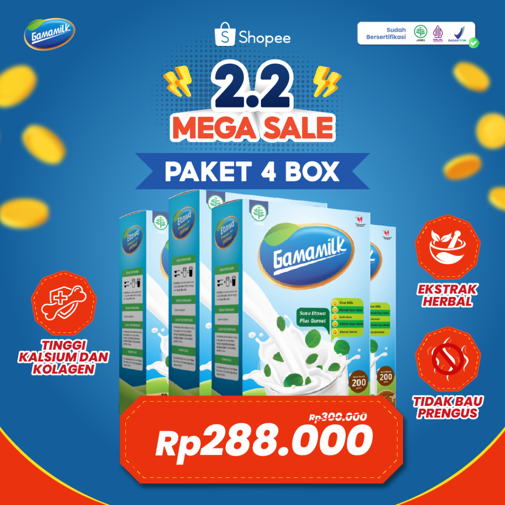 

(4 BOX) Paket GAMAMILK - Susu Kambing Etawa Plus Ekstrak Gamat - HALAL Dan BPOM
