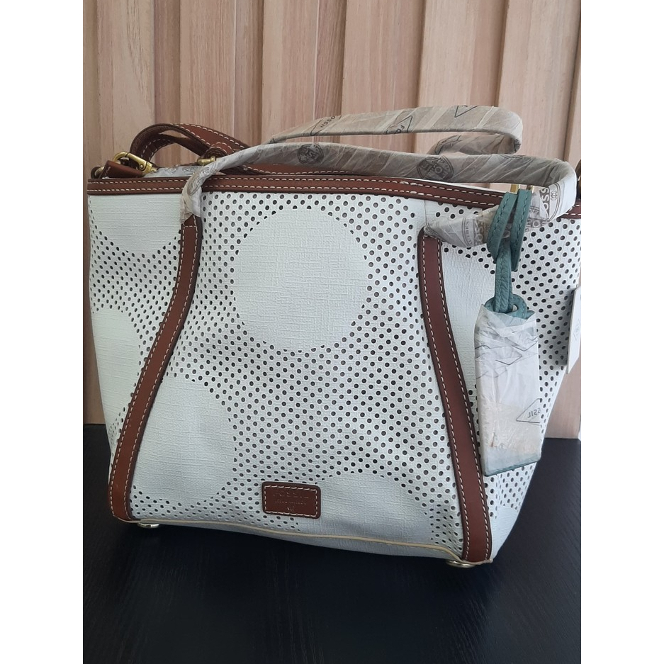 Fossil Sydney White Polka dot Ori + Tote Bag + Tas Wanita