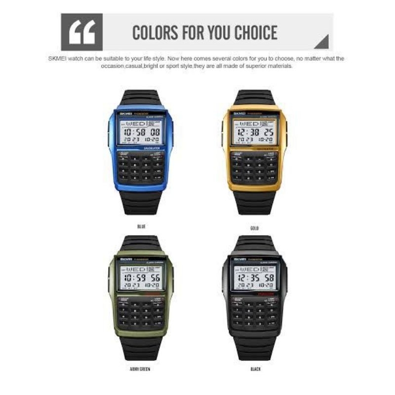 Jam Tangan Pria Digital Terbaru Merk Skmei 2255 Kalkulator Original 100%