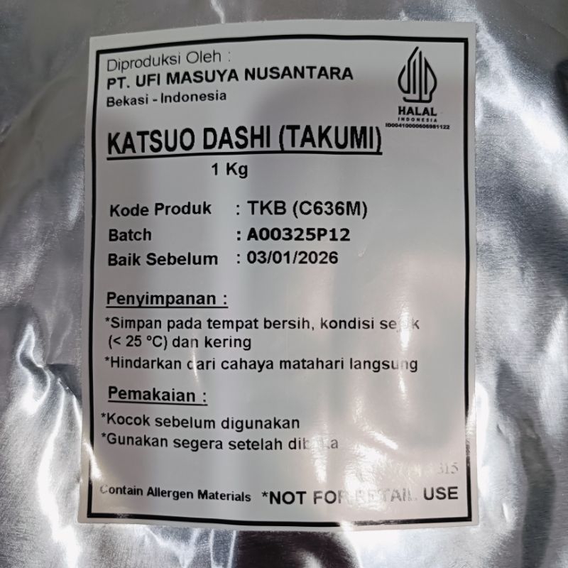 

Takumi Katsuo Dashi Basic 1kg Halal / Bubuk Kaldu Ikan