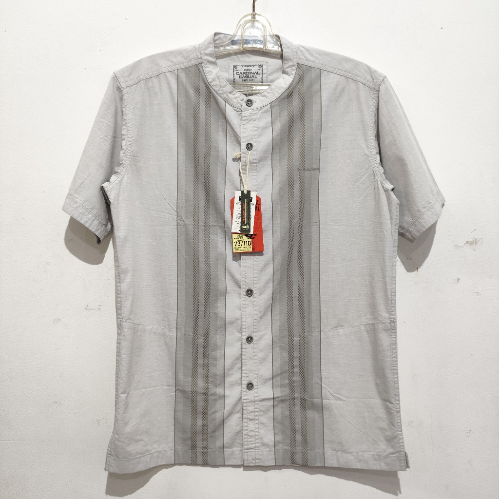 CARDINAL Kemeja Koko Pria Kerah Shanghai Abu Motif Garis Original EAHAR00814P