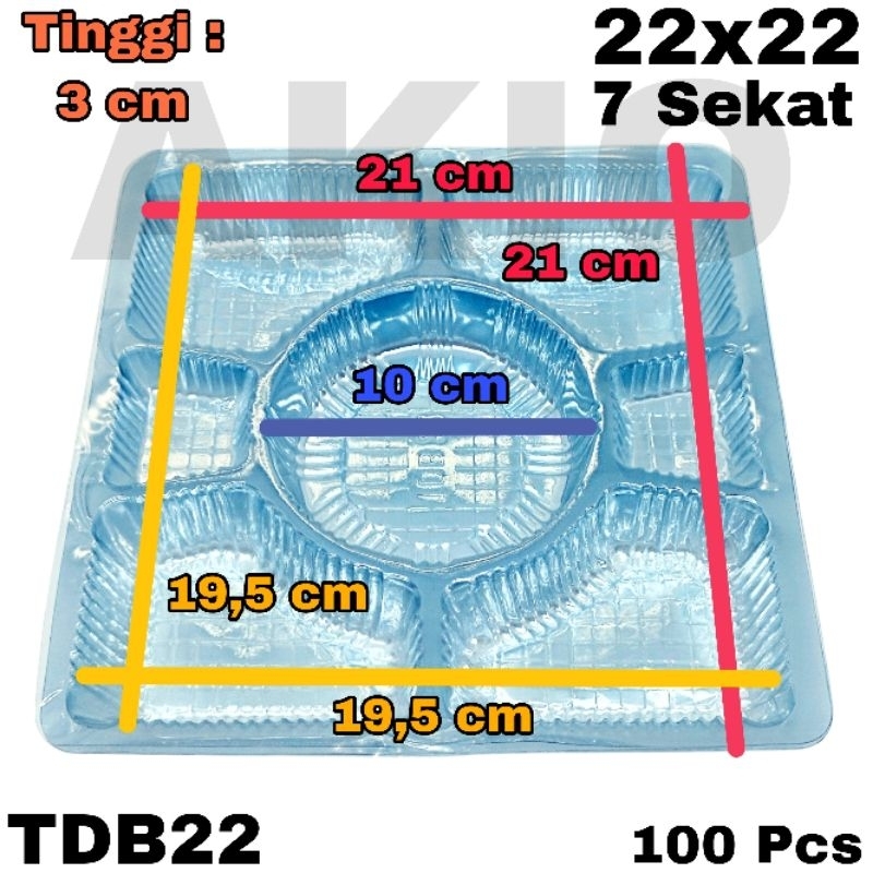 Mika Plastik Kotak Wadah Nasi Sekat 7 Bulat Tengah Ukuran 22x22 TDB22 100 Pcs GLX Tray Katering Ulta